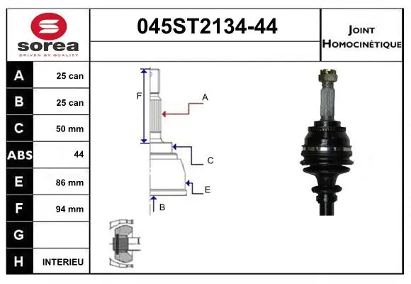 Jeu de joints, arbre de transmission STARTCAR 045ST2134-44