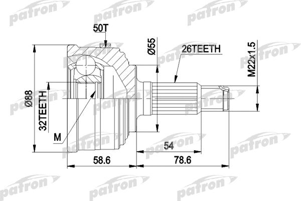 Jeu de joints, arbre de transmission PATRON PCV1053