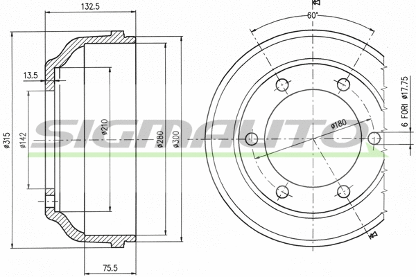 Tambour de frein SIGMAUTO DR5063