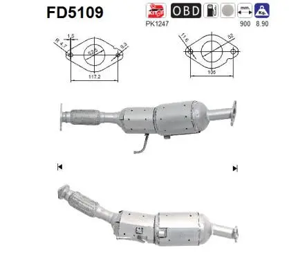 Filtre à particules / à suie, échappement AS FD5109