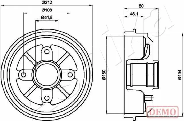 Tambour de frein ASHIKA 56-00-0608C