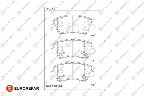 Kit de plaquettes de frein, frein à disque EUROREPAR 1681211180