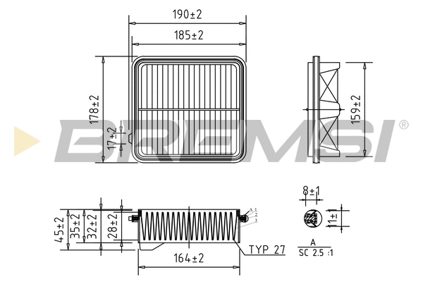 Filtre à air BREMSI FA1034