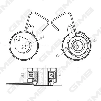 Poulie de tension, courroie crantée GMB GTB1240