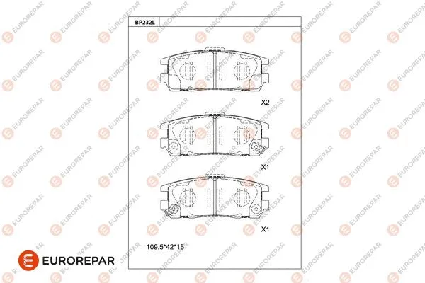 Kit de plaquettes de frein, frein à disque EUROREPAR 1681219480