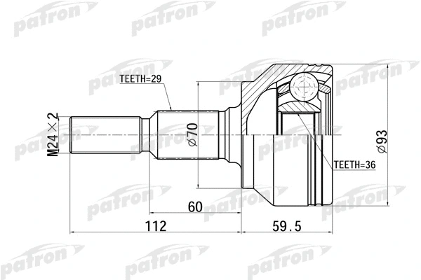 Jeu de joints, arbre de transmission PATRON PCV6879