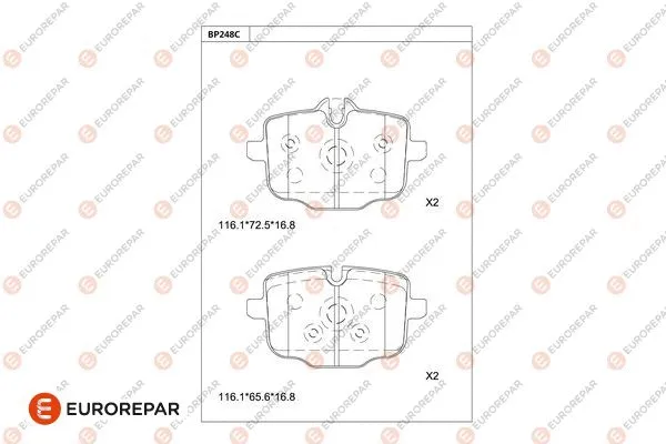 Kit de plaquettes de frein, frein à disque EUROREPAR 1681253080