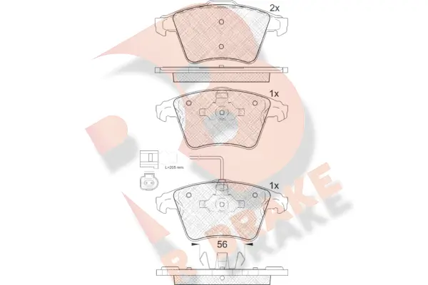 Kit de plaquettes de frein, frein à disque R BRAKE RB1778