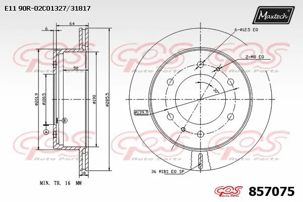 Disque de frein MAXTECH 857075