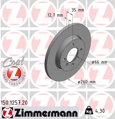 Disque de frein ZIMMERMANN 150.1257.20