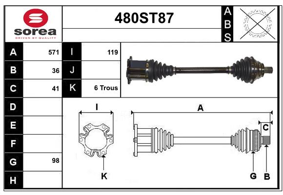 Arbre de transmission STARTCAR 480ST87