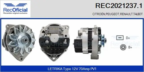 Alternateur RECOFICIAL REC2021237.1