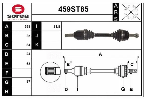 Arbre de transmission STARTCAR 459ST85