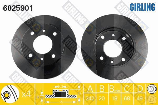 Disque de frein GIRLING 6025901