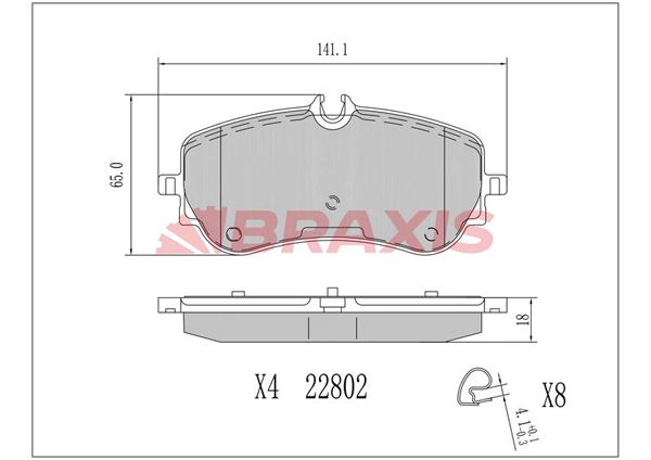 Kit de plaquettes de frein, frein à disque BRAXIS AA0703