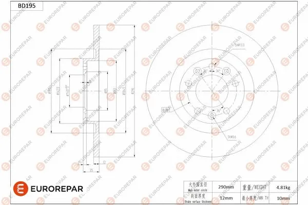 Disque de frein EUROREPAR 1684263780