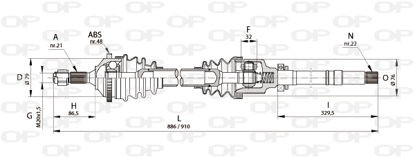 Arbre de transmission OPEN PARTS DRS6150.00