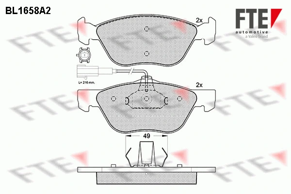 Kit de plaquettes de frein, frein à disque FTE 9010274