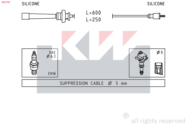 Kit de câbles d'allumage KW 360 767