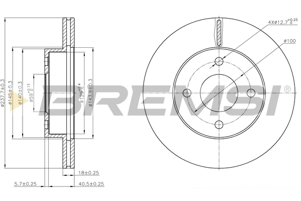 Disque de frein BREMSI CD7884V