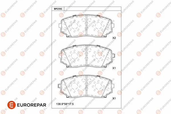 Kit de plaquettes de frein, frein à disque EUROREPAR 1681225280