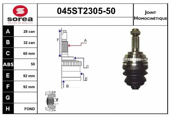 Jeu de joints, arbre de transmission STARTCAR 045ST2305-50