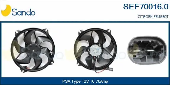 Moteur électrique, ventilateur pour radiateurs SANDO SEF70016.0