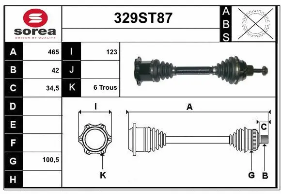 Arbre de transmission STARTCAR 329ST87