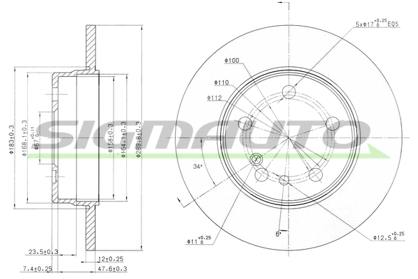 Disque de frein SIGMAUTO DBA560S