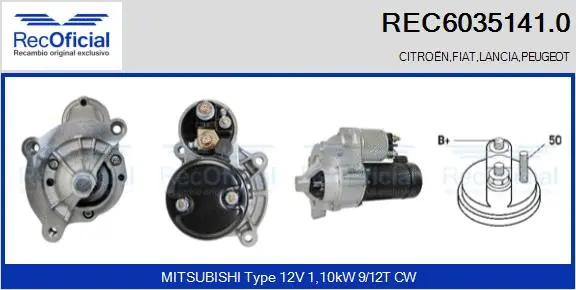 Démarreur RECOFICIAL REC6035141.0