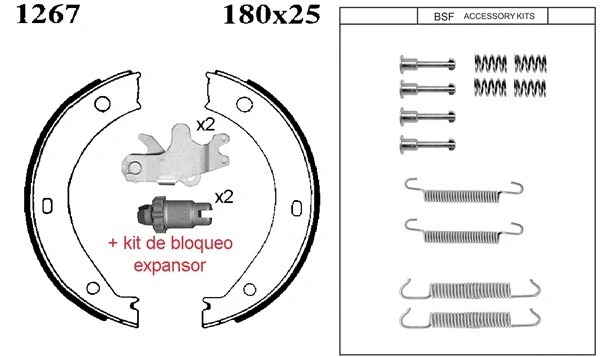 Jeu de mâchoires de frein, frein de stationnement BSF 01267KC