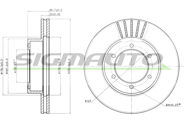 Disque de frein SIGMAUTO DBA614V