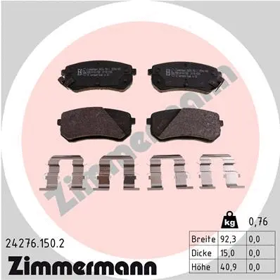 Kit de plaquettes de frein, frein à disque ZIMMERMANN 24276.150.2