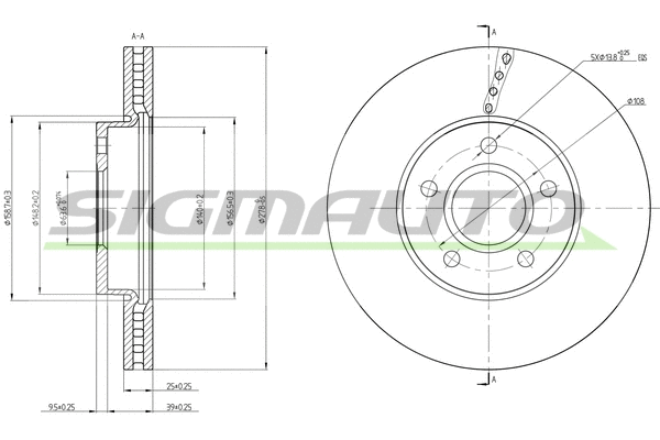 Disque de frein SIGMAUTO DBC509V