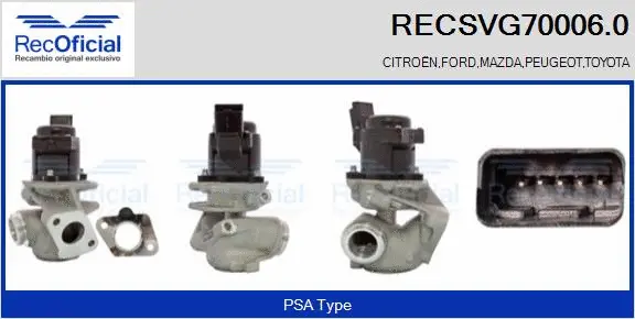 Vanne EGR RECOFICIAL RECSVG70006.0