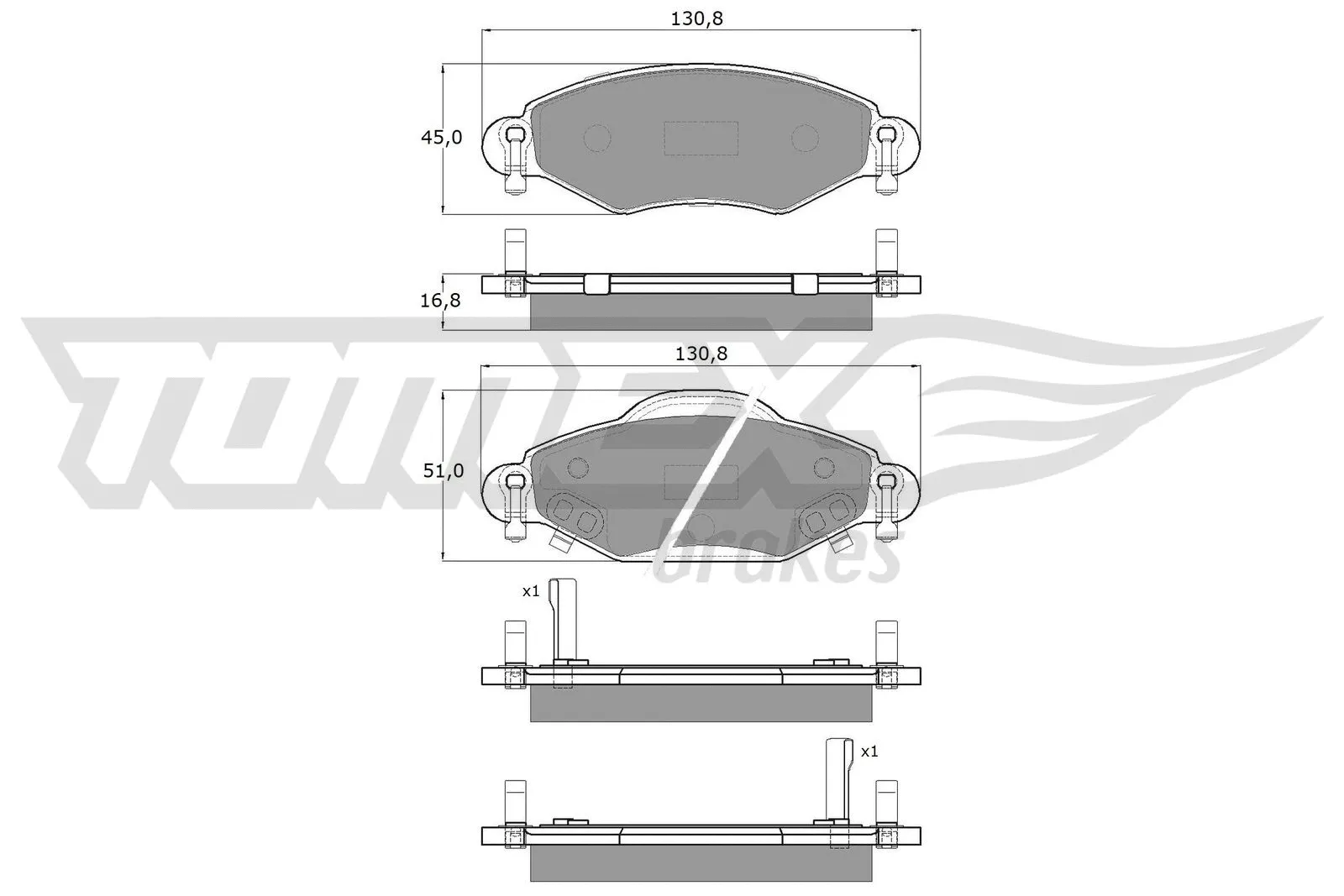 Kit de plaquettes de frein, frein à disque TOMEX Brakes TX 13-89