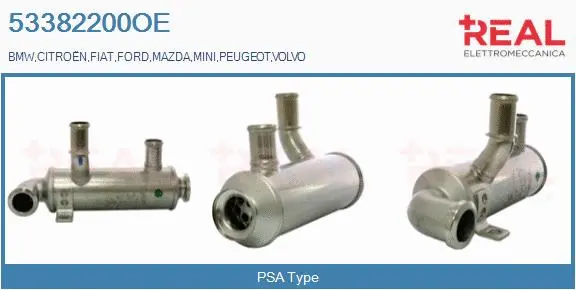 Radiateur, réaspiration des gaz d'échappement REAL 53382200OE