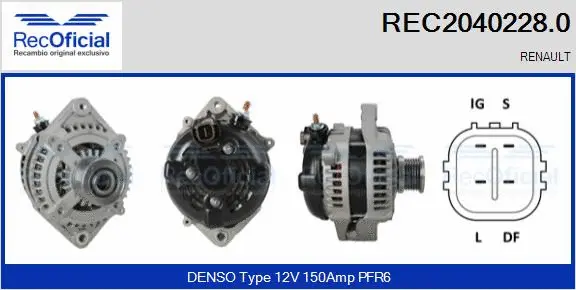 Alternateur RECOFICIAL REC2040228.0