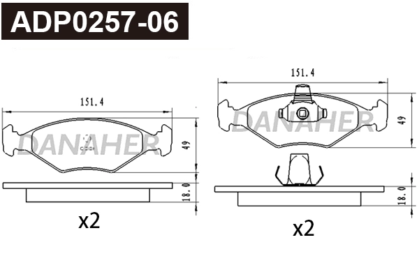 Kit de plaquettes de frein, frein à disque DANAHER ADP0257-06