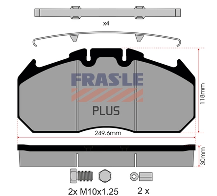 Kit de plaquettes de frein, frein à disque FRAS-LE PD/129-K009-PLUS