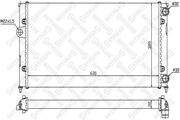 Radiateur, refroidissement du moteur STELLOX 10-25069-SX