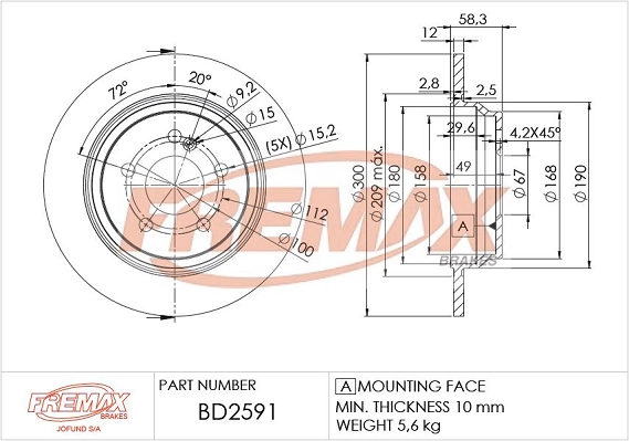 Disque de frein FREMAX BD-2591