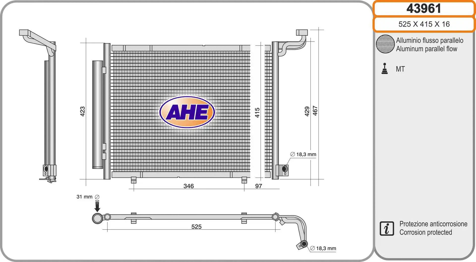 Condenseur, climatisation AHE 43961