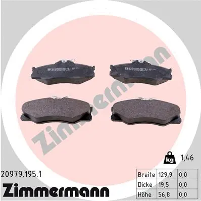 Kit de plaquettes de frein, frein à disque ZIMMERMANN 20979.195.1