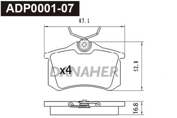 Kit de plaquettes de frein, frein à disque DANAHER ADP0001-07
