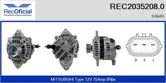 Alternateur RECOFICIAL REC2035208.0