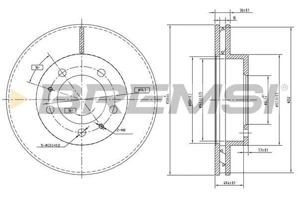 Disque de frein BREMSI CD6772V