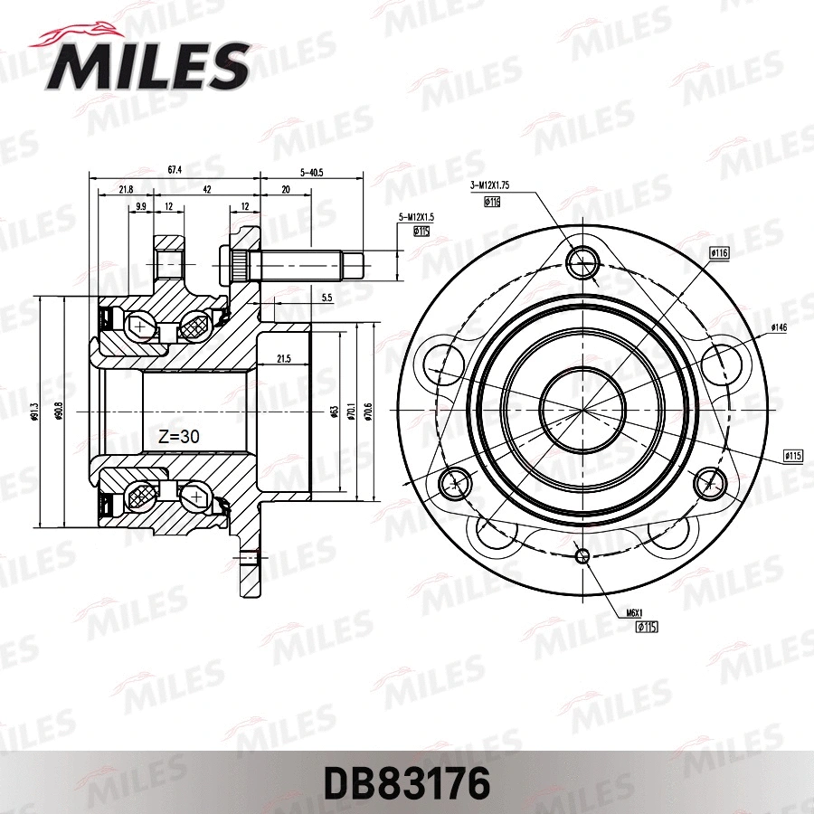 Kit de roulements de roue MILES DB83176