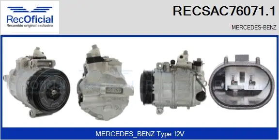 Compresseur, climatisation RECOFICIAL RECSAC76071.1
