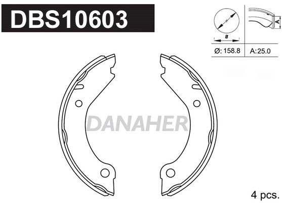 Jeu de mâchoires de frein, frein de stationnement DANAHER DBS10603